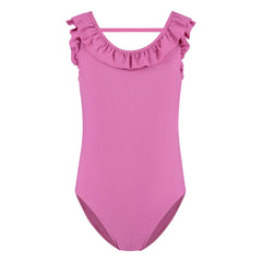 Beachlife - Flatternder Badeanzug Lurex Recycelte Fasern | Pink