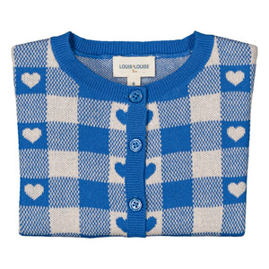 Louis Louise - Mayo Hearts Ekose Hırka | Azure blue