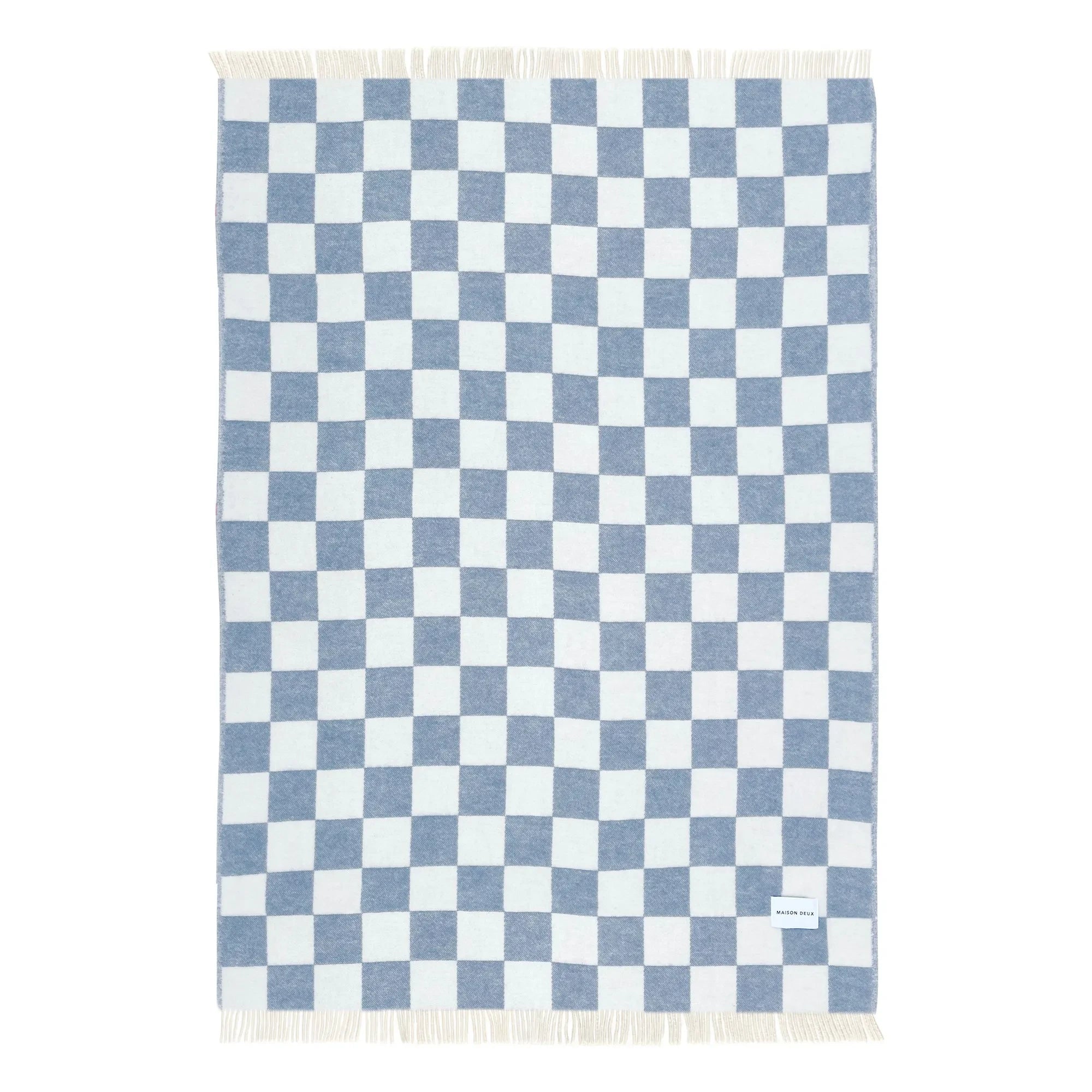 Maison Deux - Damier yün battaniye | Mavi