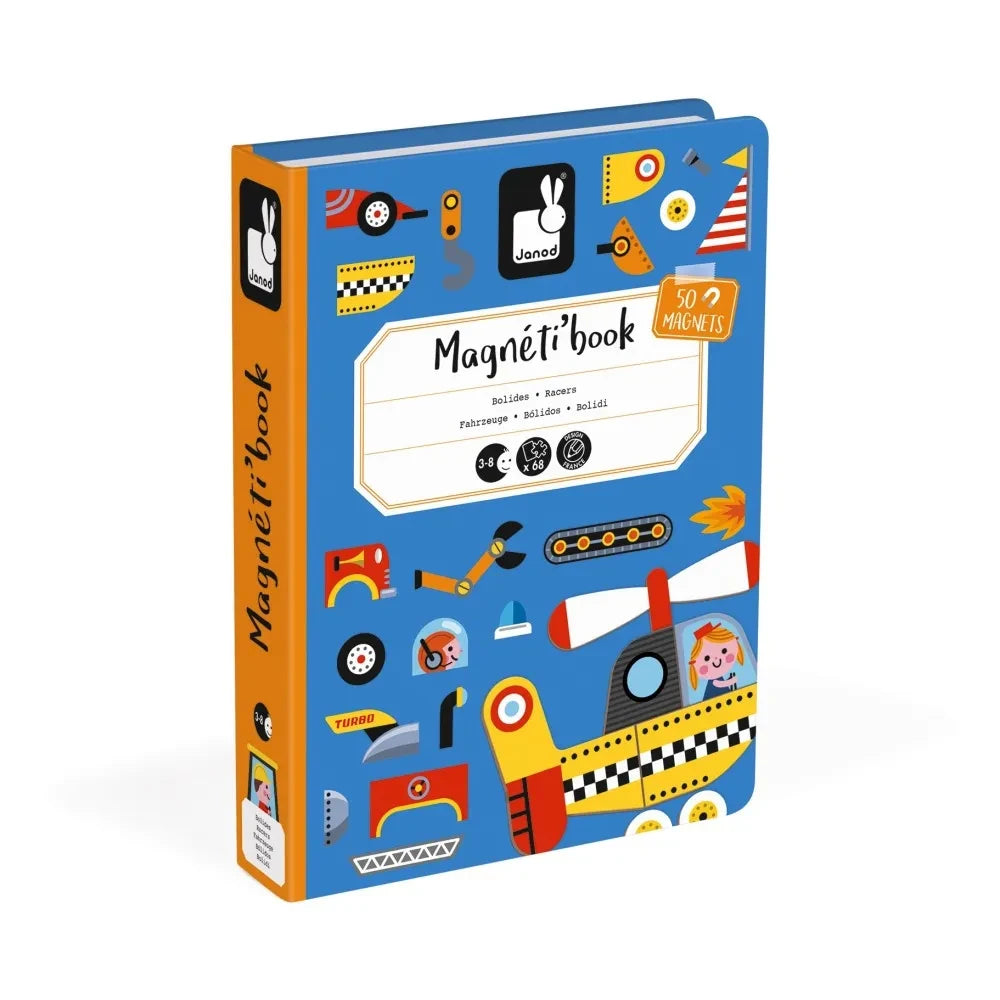 Janod - Yarış Arabası Mıknatıslı Kitap - 50 mıknatıs