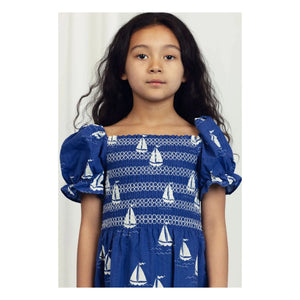 Mini Rodini - Bateaux organik pamuk elbise | Mavi