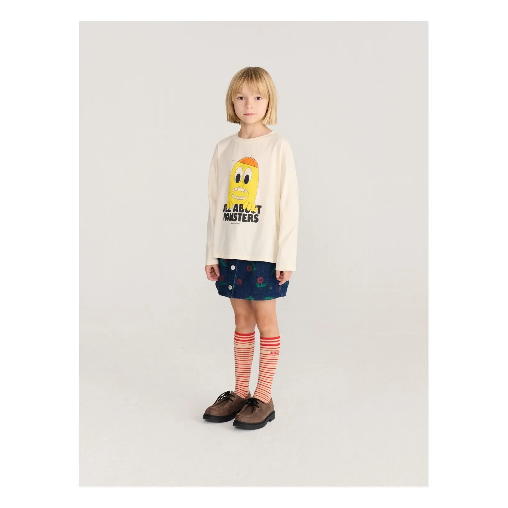 Bobo Choses - Lemon T-Shirt All About Monsters aus Bio-Baumwolle | Ecru