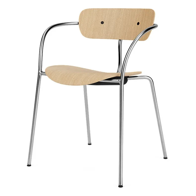 & Tradition - AV2 Kollu Pavilion Sandalyeler, Krom Çerçeve - 2’li Set | Meşe
