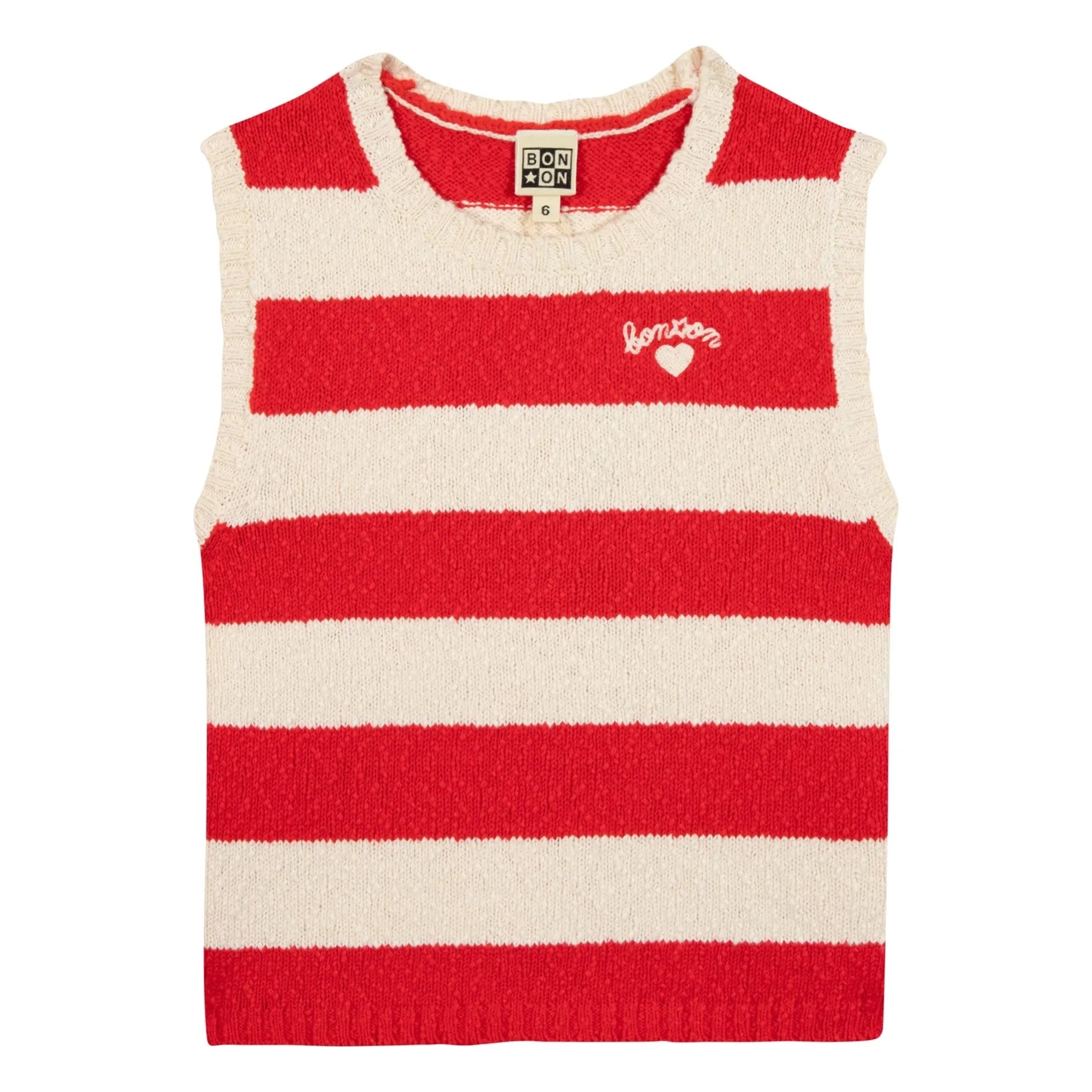 Bonton - Gestreiftes Mesh-Tanktop | Vermillion