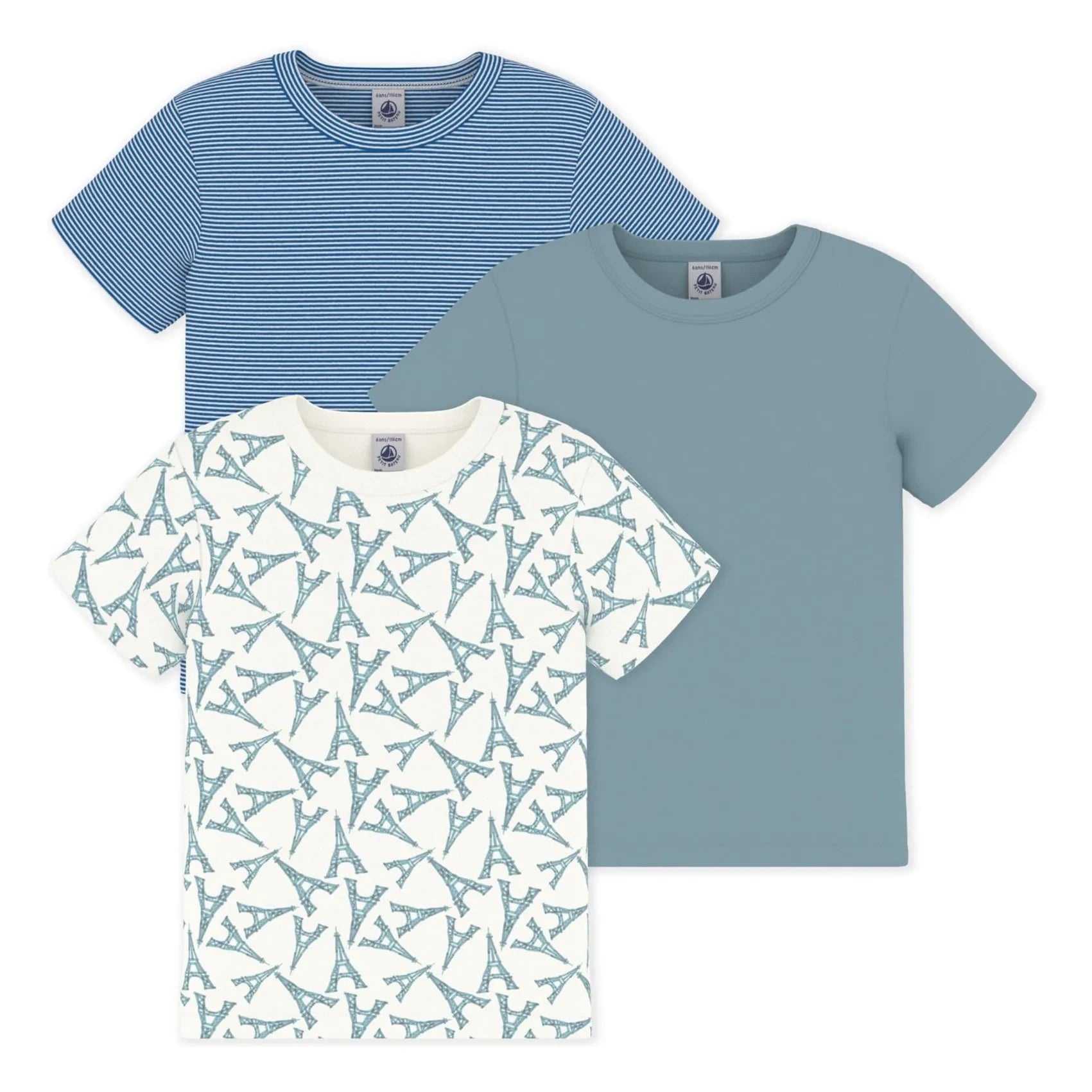 Petit Bateau - Set of 3 Eiffel Tower T-Shirts | Green