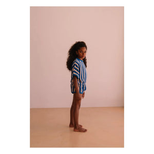 We Are Kids - Romy Striped Organic Cotton Towel Romper | Blue