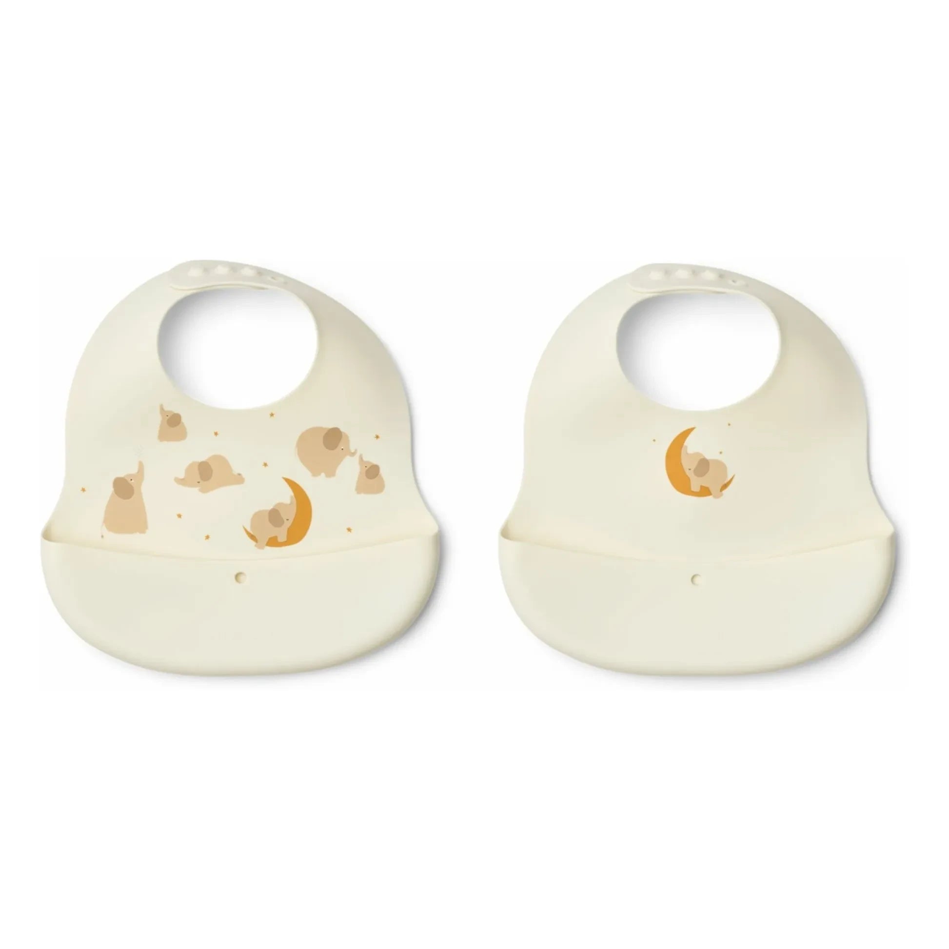 Liewood - Ember Silikon Mama Önlükleri - 2'li Set | Elephant/Creme de la creme