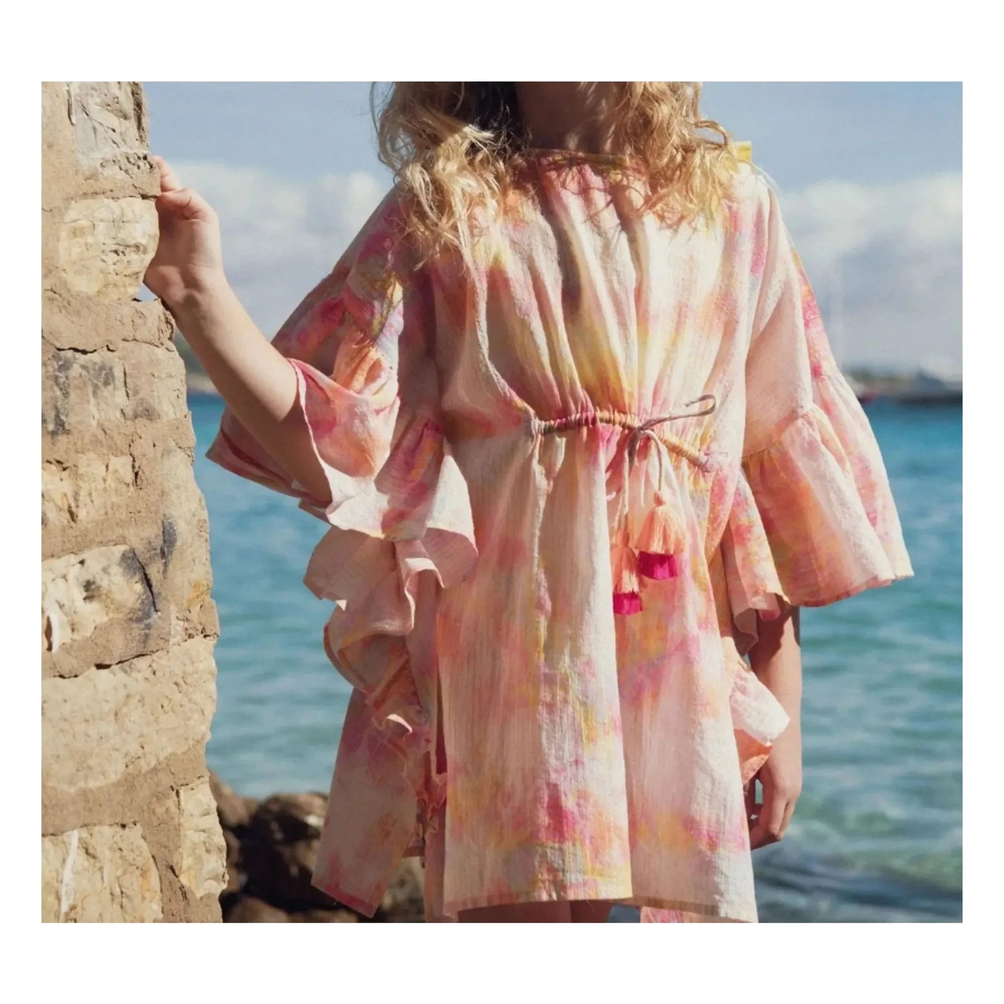 Lison Paris - Caftan Daiquiri Bağcıklı ve Batik Metalik | Pembe