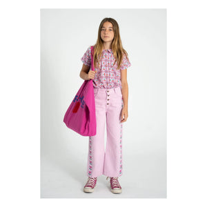 Piupiuchick - Flare Fleuri Twill Pantolon | Pembe
