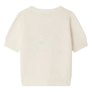Bonpoint - Elvira Dünnes Strick-T-Shirt Bio-Baumwolle Blumen | Ecru