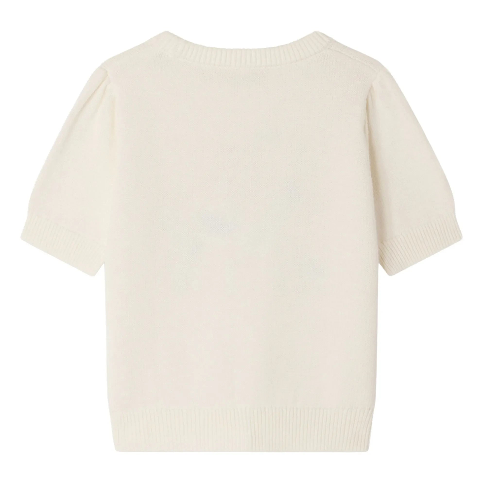 Bonpoint - Elvira Dünnes Strick-T-Shirt Bio-Baumwolle Blumen | Ecru