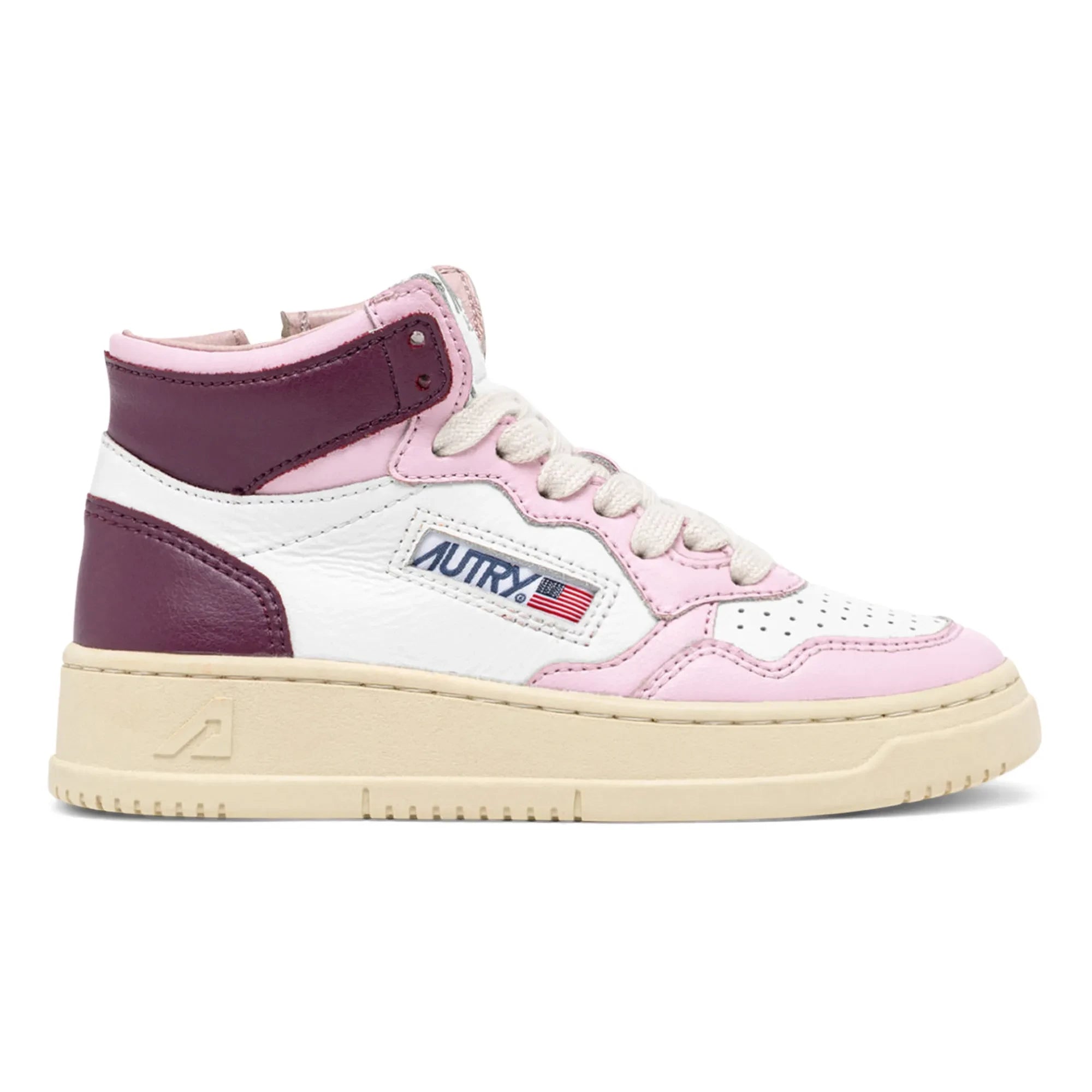 Autry - Zweifarbiger Kids Medalist Mid Sneaker aus Leder | Rosa