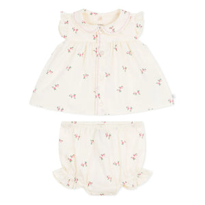 Petit Bateau - Organic Cotton Poplin Blouse and Bloomer Set | Ecru