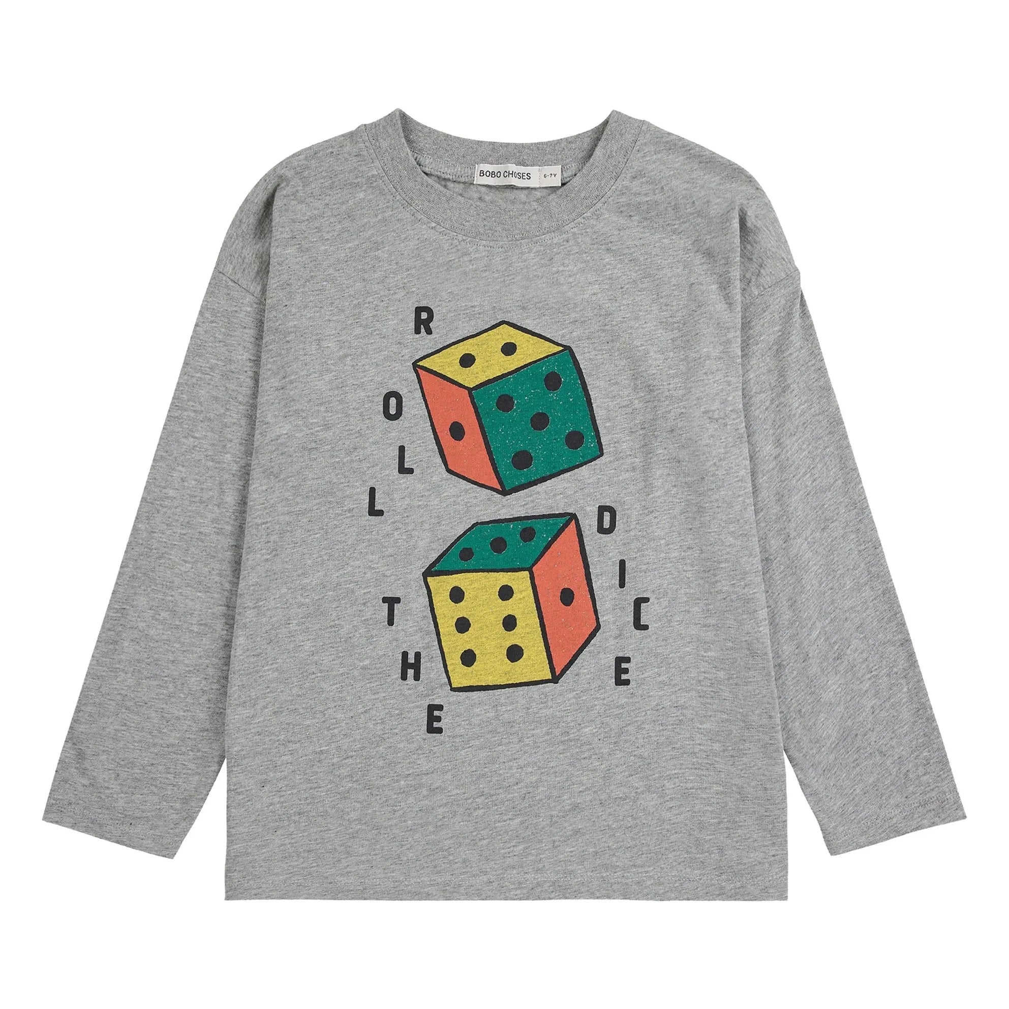 Bobo Choses - Roll The Dice Long Sleeve T-Shirt Organic Cotton | Grey Melange