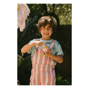Favorite People - Lasagna Çizgili Kısa Tulum | Pembe