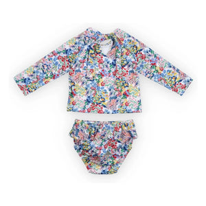 the new society - Verbena Fleuri Badeanzug aus recycelten Fasern Baby | Blau