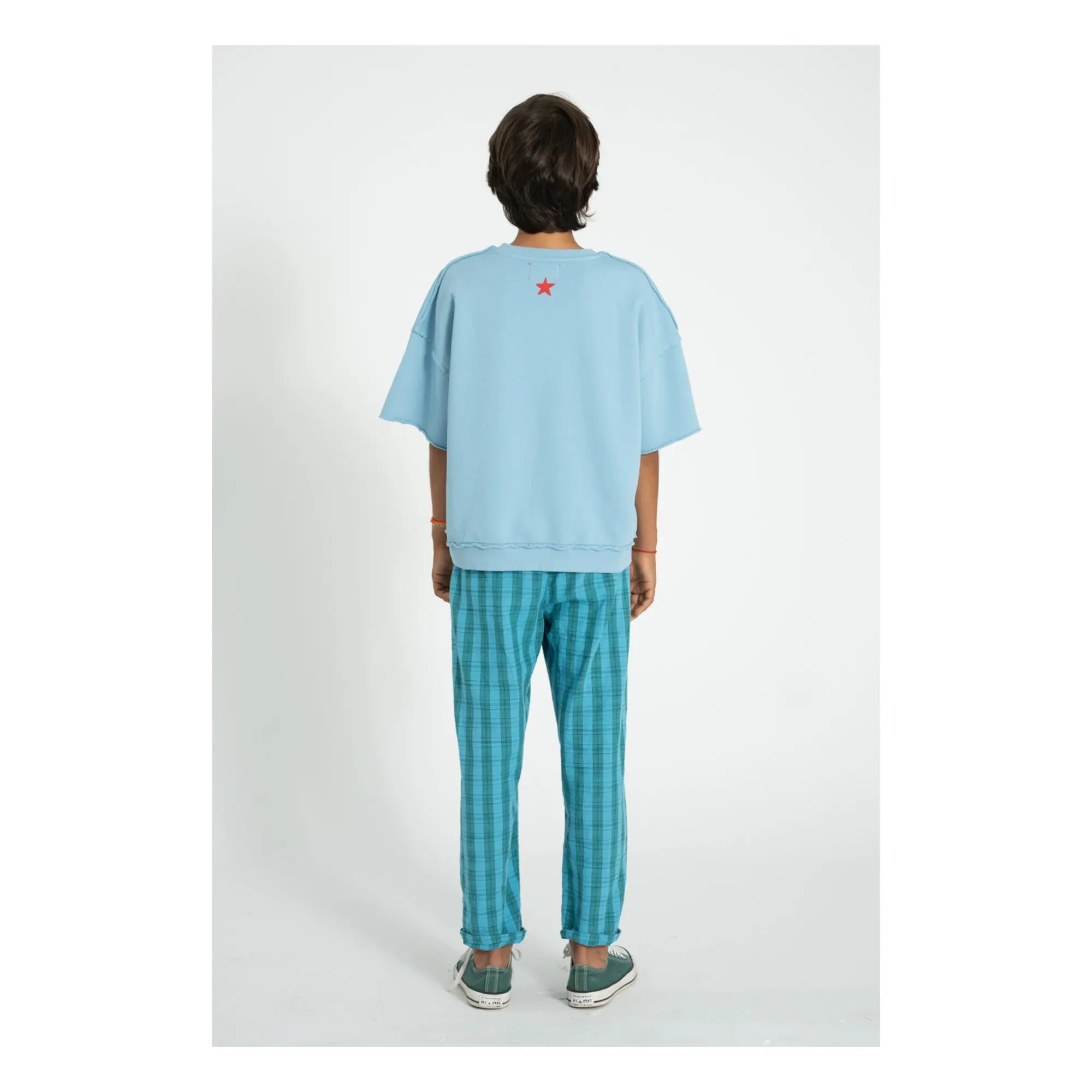 Piupiuchick - Kurzarm-Sweatshirt Lettre A Bio-Baumwolle | Hellblau