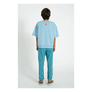 Piupiuchick - Kurzarm-Sweatshirt Lettre A Bio-Baumwolle | Hellblau