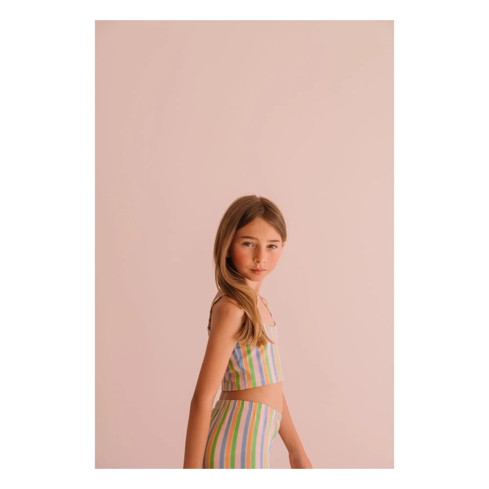 We Are Kids - Nour Striped Organic Cotton Leggings | Light Pink
