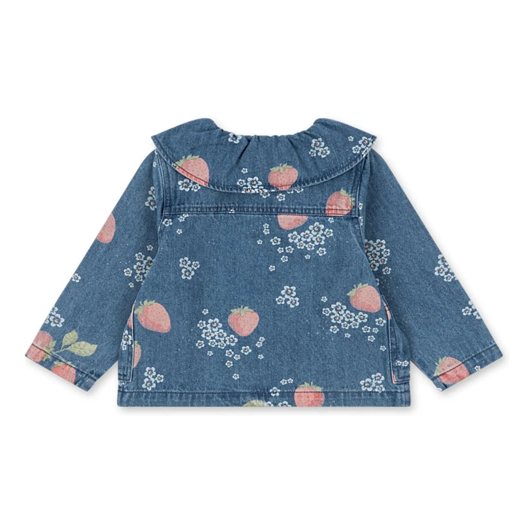 Konges Sløjd - Denim Straw Collar Strawberry Organic Cotton Jacket | Blue