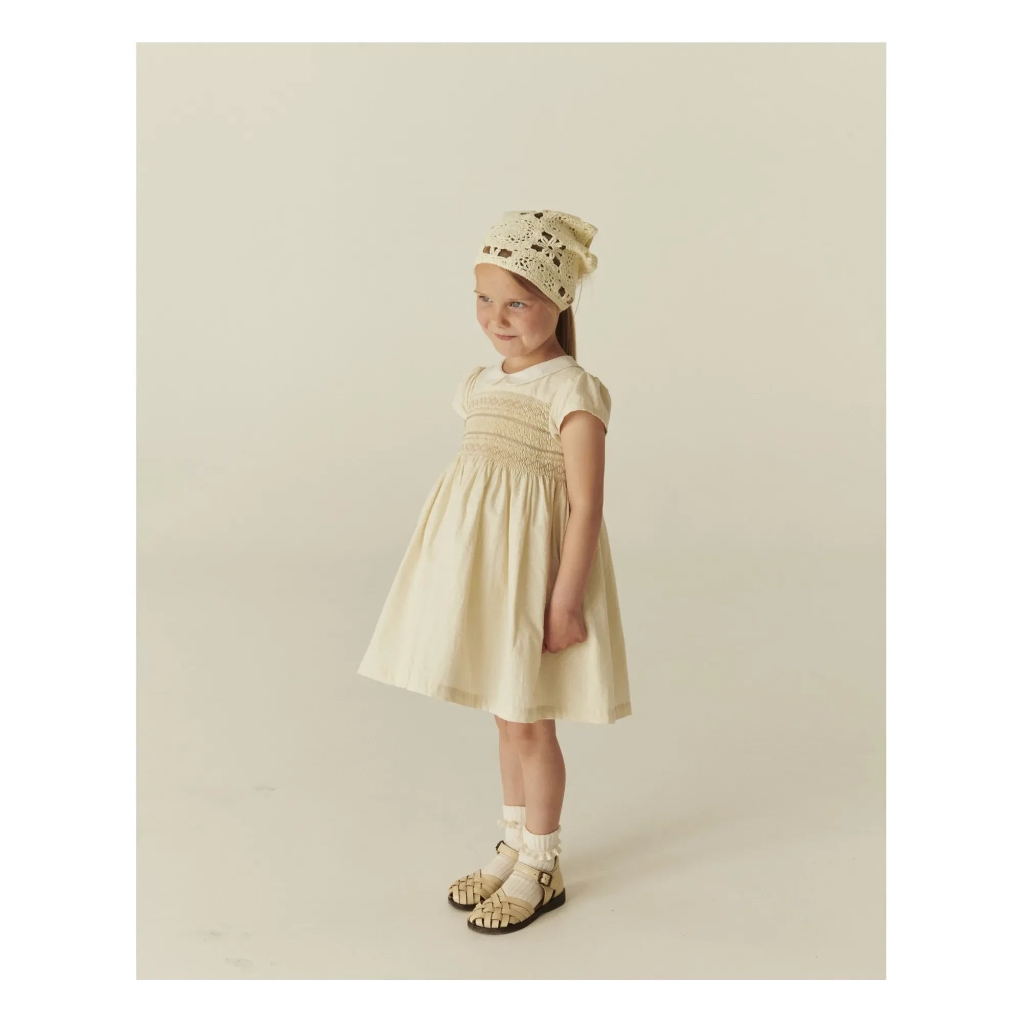 Copenhagen Colors - Gathered Collar Dress Organic Cotton | Cream