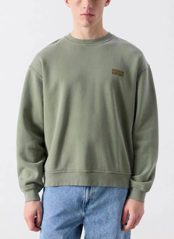 American Vintage - Plizzy yuvarlak yaka sweatshirt | Haki