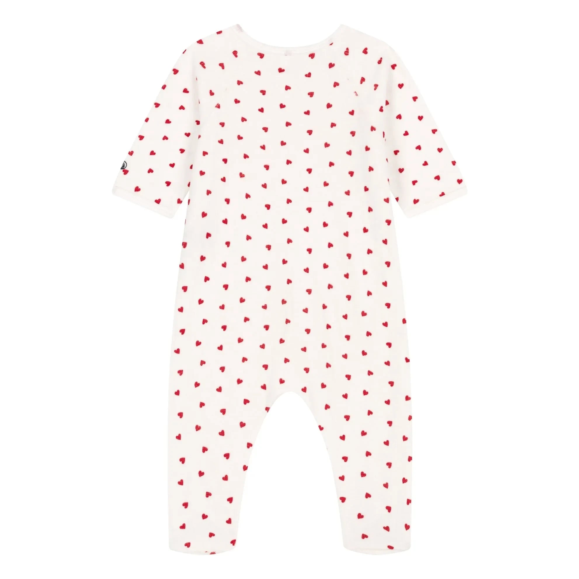 Petit Bateau - Pyjamas Dors Bien Cœurs Kadife Organik Pamuk | Beyaz