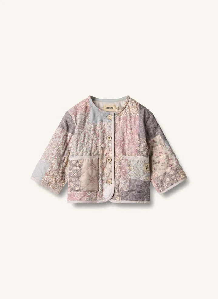 Wheat - Ima Patchwork Organik Pamuk Bebek Kapitone Ceket | Açık Pudra