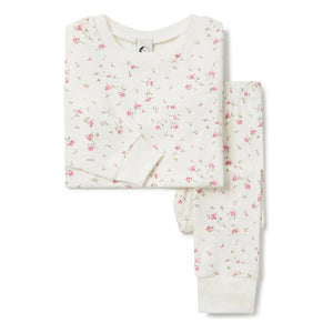 Sleepy Doe - Organik pamuklu çiçek desenli pijama | Ekru