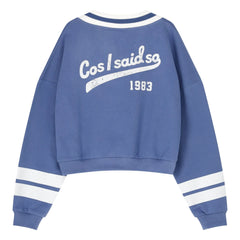 Cos I Said So - Organic Cotton V-Neck Striped Sweatshirt | Blue