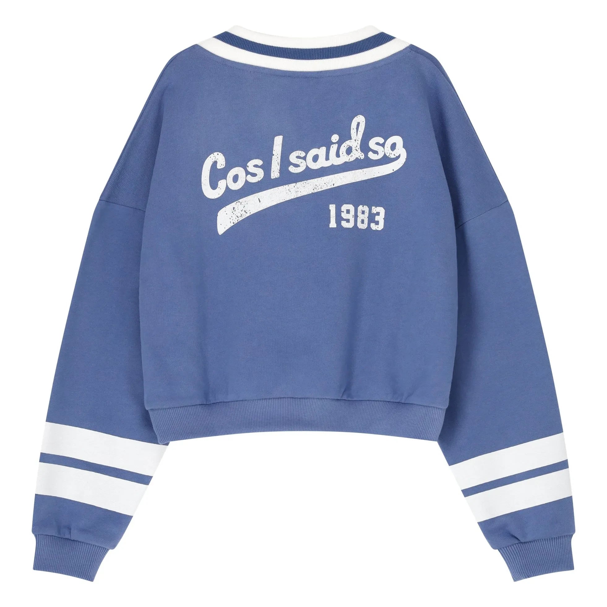 Cos I Said So - Organic Cotton V-Neck Striped Sweatshirt | Blue