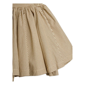 Mini Rodini - Çizgili Poplin Organik Pamuklu Büzgülü Elbise | Kahverengi
