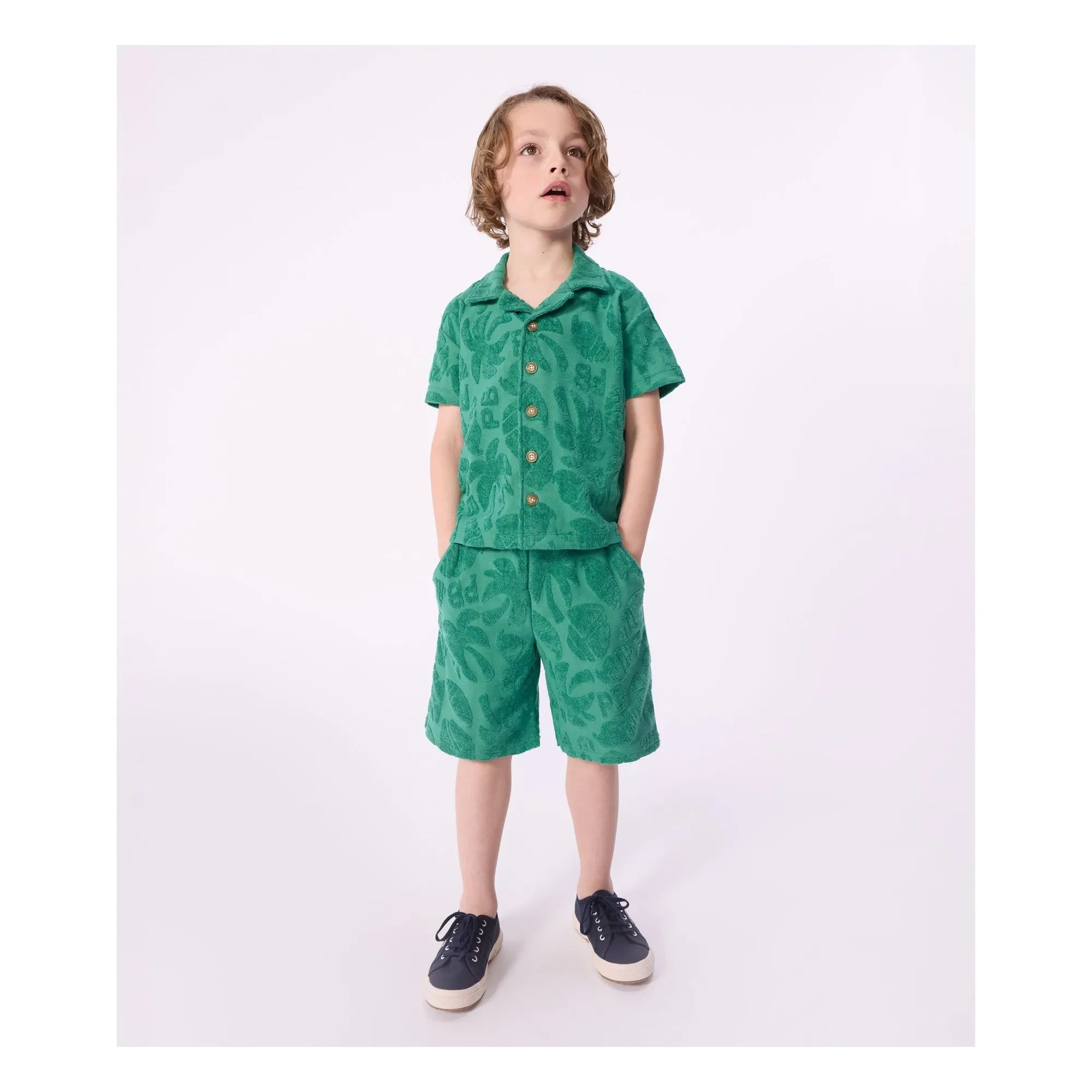 Petit Bateau - Organik pamuklu palm terry şort | Yeşil