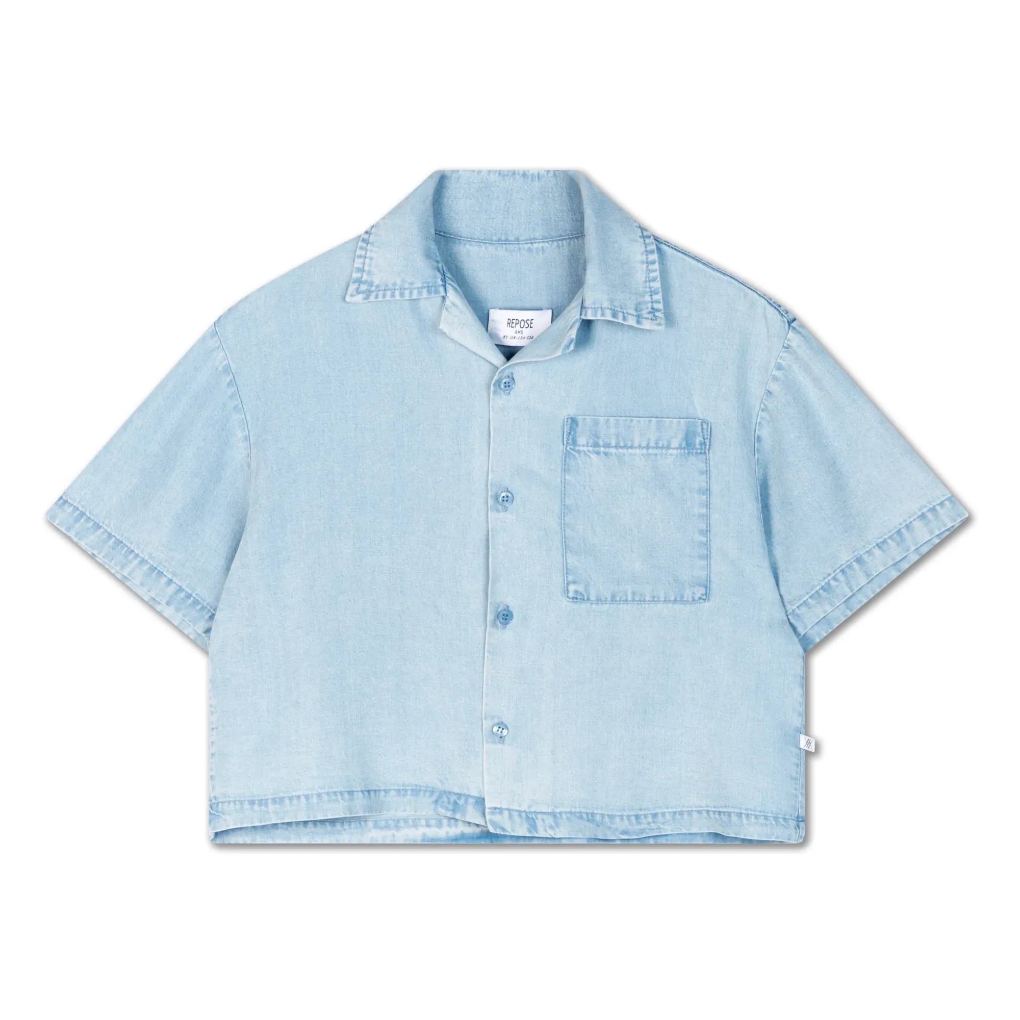 Repose AMS - Crop Tencel Shirt | Light Denim