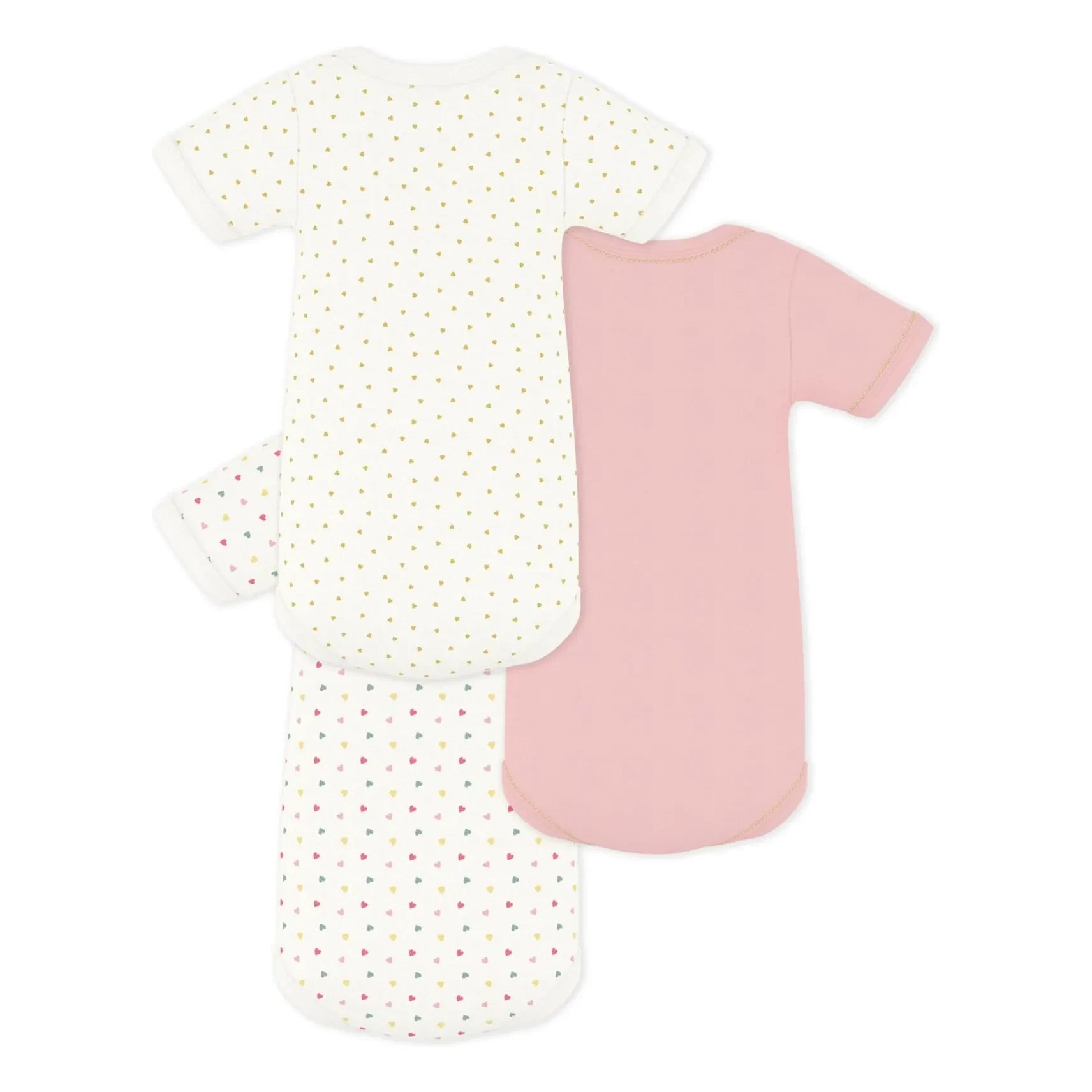 Petit Bateau - 3'lü Mini Kalp Organik Pamuk Body Seti | Beyaz