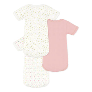 Petit Bateau - 3'lü Mini Kalp Organik Pamuk Body Seti | Beyaz