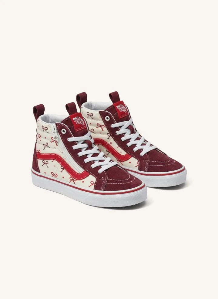 Vans - Burgundy SK8-Hi Reissue Zippered Ankle Sneakers Side Knots