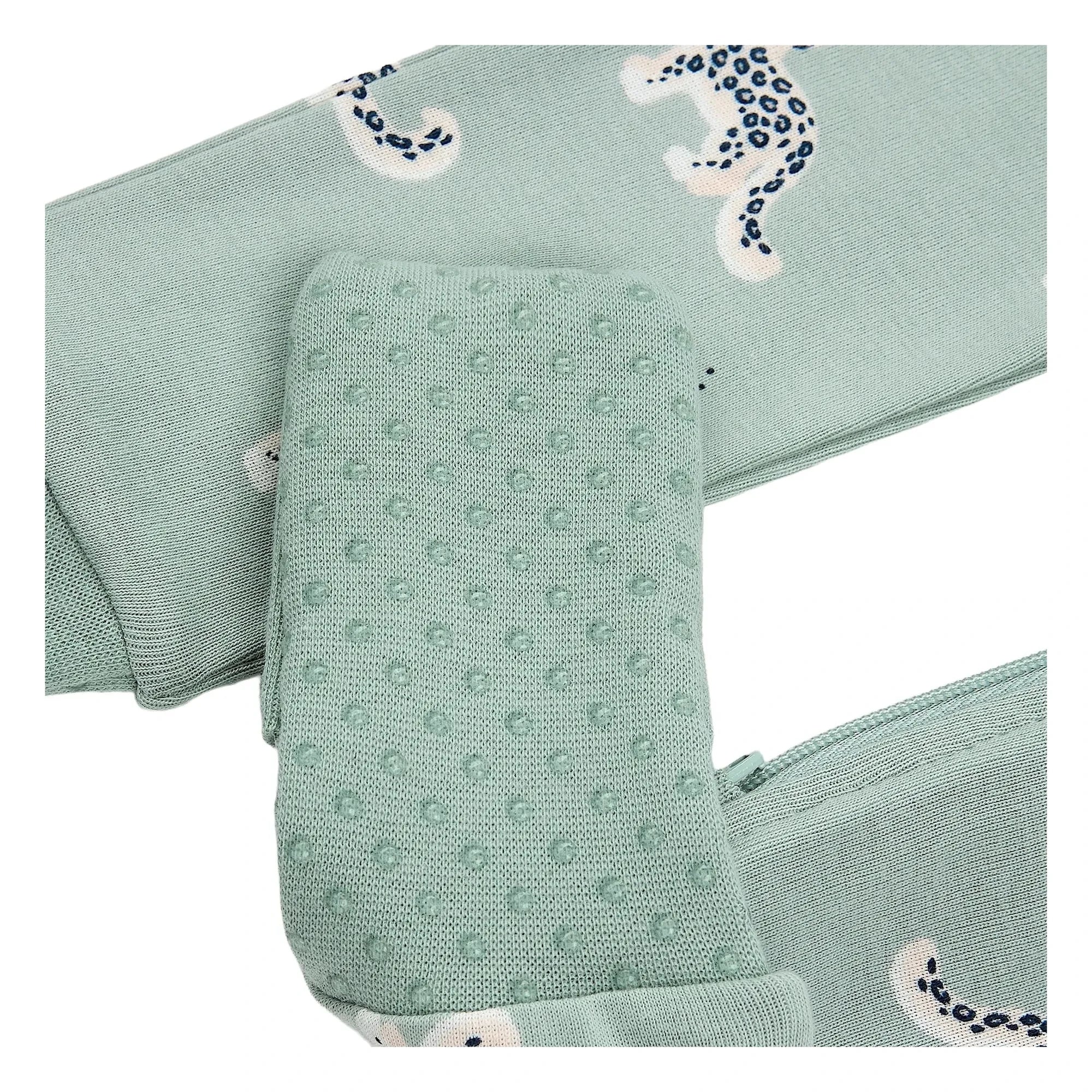Petit Lem - Organic Cotton Leopard Pattern Convertible Pajamas | Badem Green