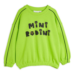 Mini Rodini - Sweat Cat Organik Pamuk | Floresan yeşil