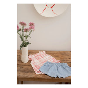 1+ in the family - Ferrosa Linen Checkered Blouse | Powder Pink
