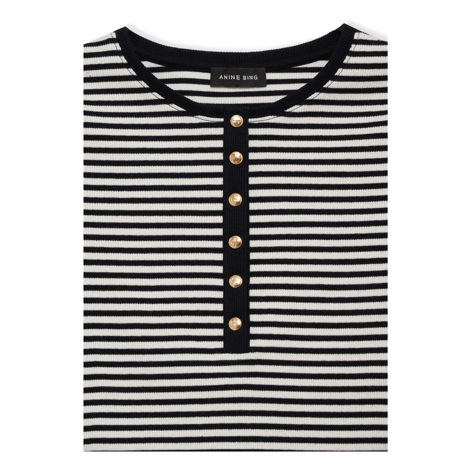 Anine Bing – Alessia Gestreiftes T-Shirt | Schwarz
