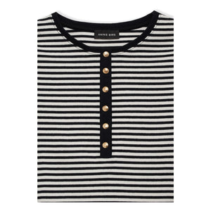 Anine Bing – Alessia Gestreiftes T-Shirt | Schwarz
