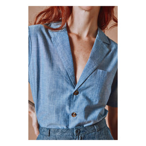 Emile et Ida - Mavi Pamuklu Chambray Bluz