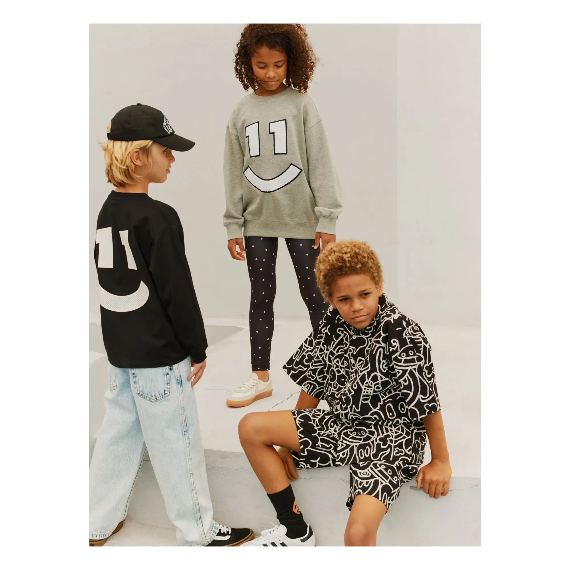 Molo - Magni sweatshirt n°11 Smile Organik pamuk | Gri melanj