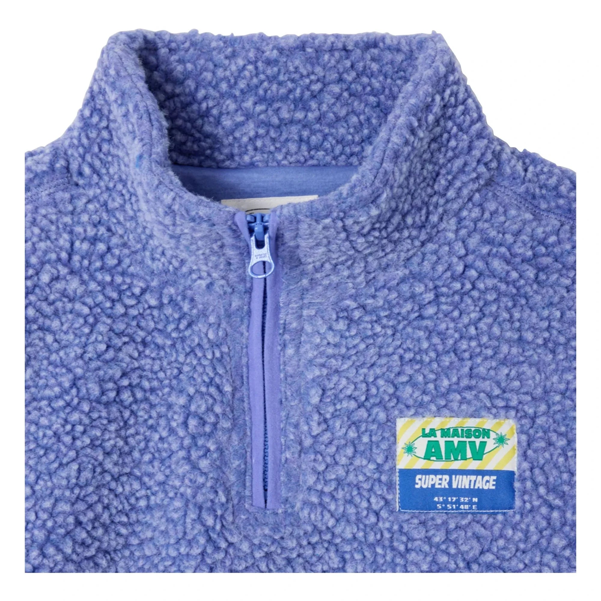 American Vintage - Sherpa-Sweatshirt aus recycelten Fasern mit halbem Reißverschluss „Hoktown“ | Violett