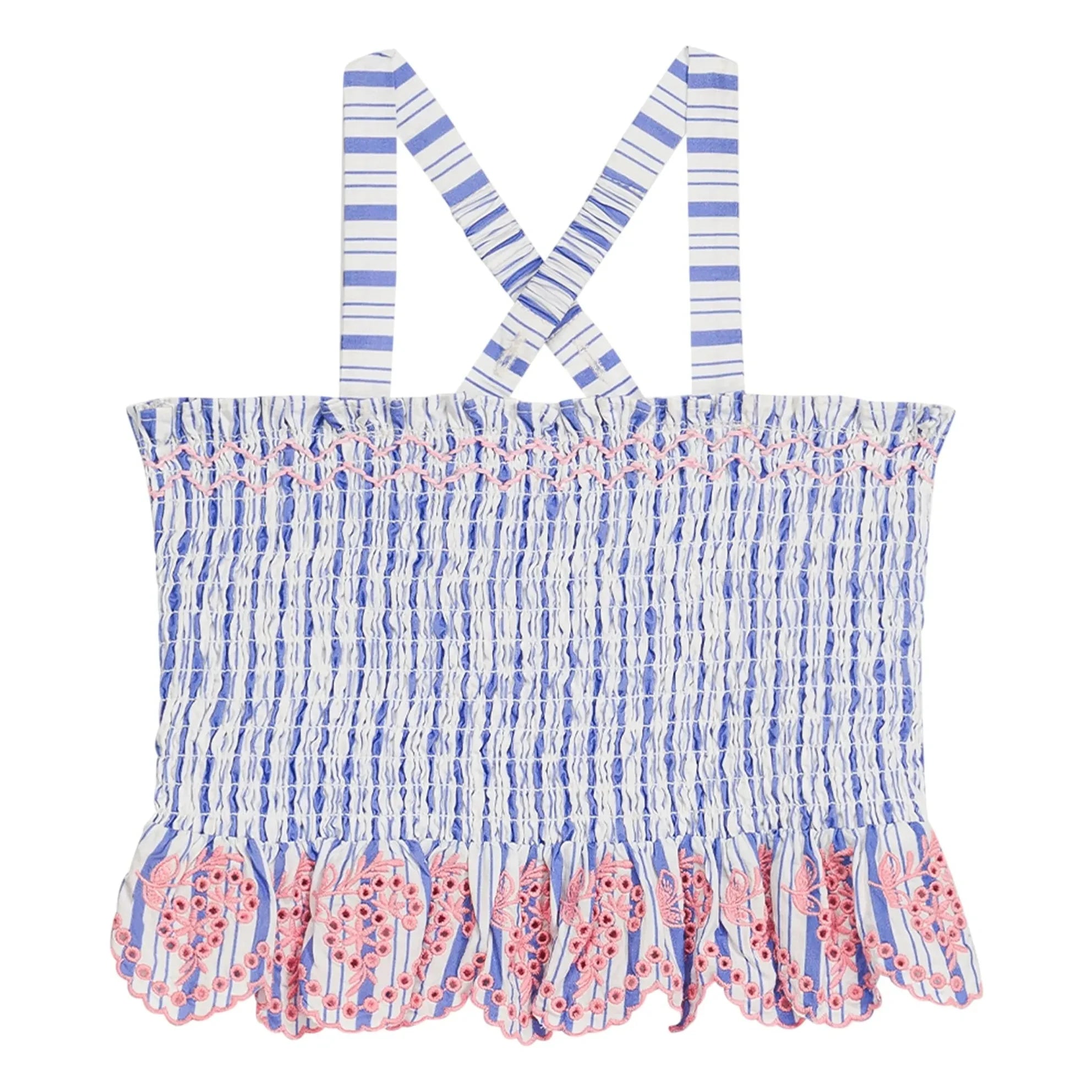 Louise Misha - Florentina Poplin Organic Cotton Gathered Top | Cream