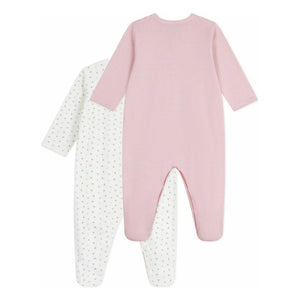 Petit Bateau - Schlafanzug-Set mit Herzmuster aus Bio-Baumwolle, 2er-Pack | Weiß