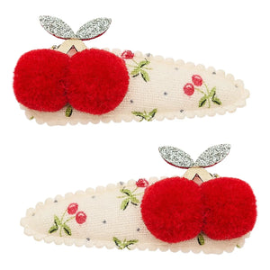Mimi & Lula - 2er Set Kirsch-Pompon-Haarspangen | Rot