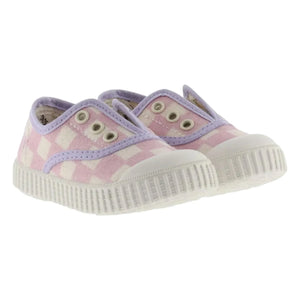 Victoria - Lona Quadrille Çizik Sneakers | Pembe