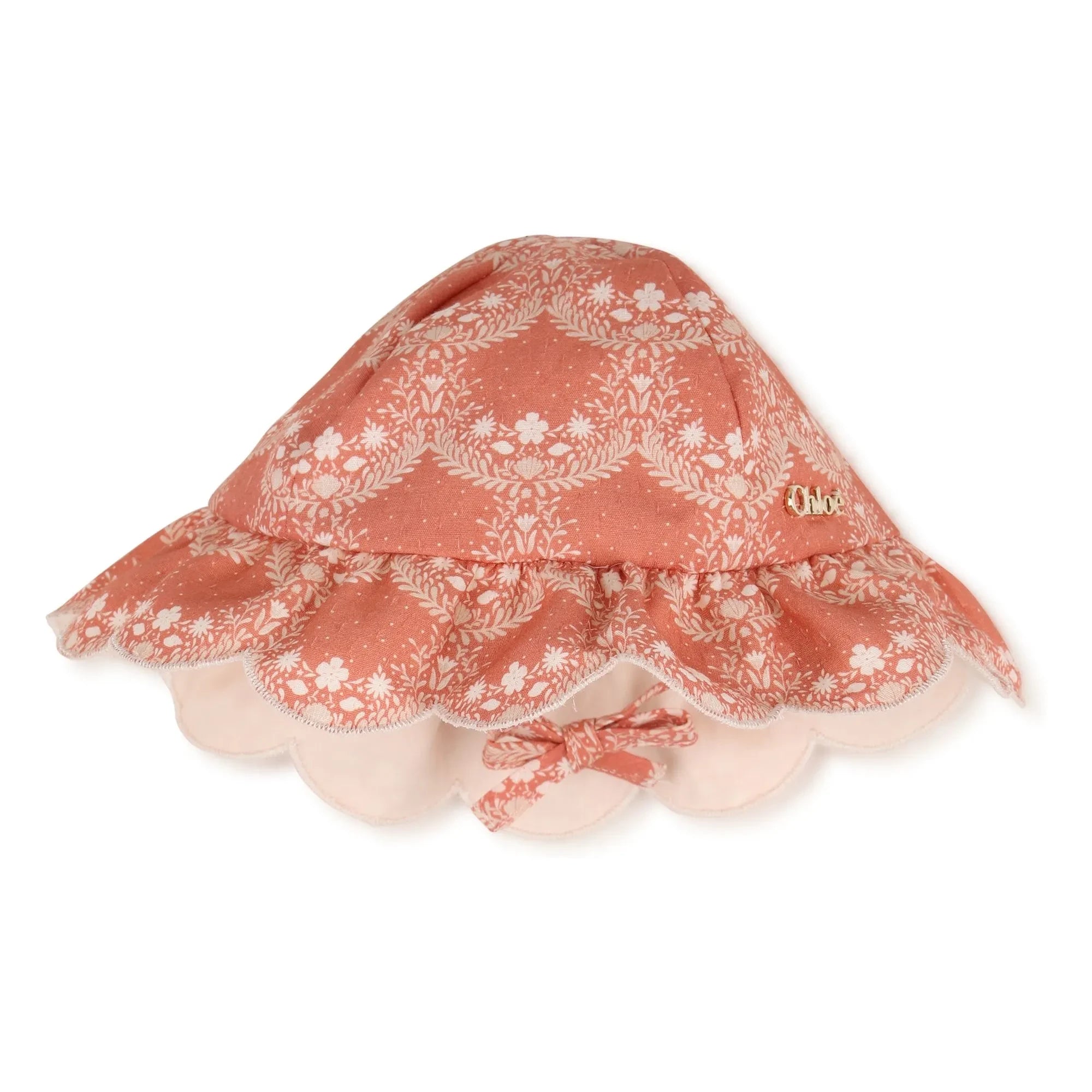 Chloé - Set aus Kleid und Hut aus Bio-Baumwolle | Pfirsich